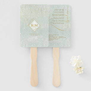 Fine Lines Gold Abstract Wedding V1 Sage ID867 Hand Fan