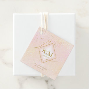 Fine Lines Gold Abstract Wedding V2 Blush ID867 Favour Tags