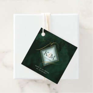 Fine Lines Gold Abstract Wedding V2 Emerald ID867 Favour Tags