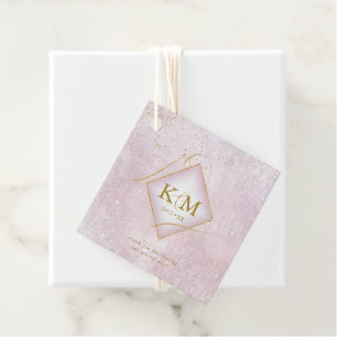 Fine Lines Gold Abstract Wedding V2 Mauve ID867 Favour Tags