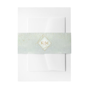 Fine Lines Gold Abstract Wedding V2 Sage ID867 Invitation Belly Band