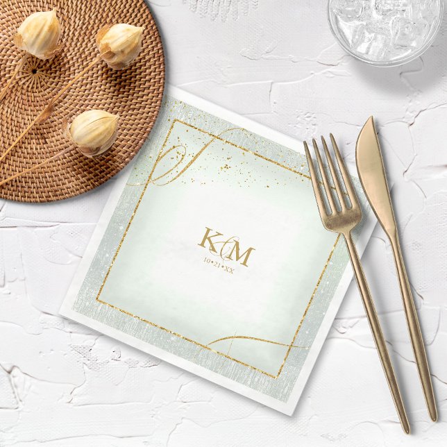 Fine Lines Gold Abstract Wedding V3 Sage ID867 Napkin (Creator Uploaded)