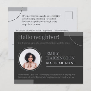 Fine Lines Introduction Real Estate Agent Neutral Postcard