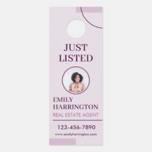 Fine Lines Just Listed Real Estate Agent Pink Door Hanger