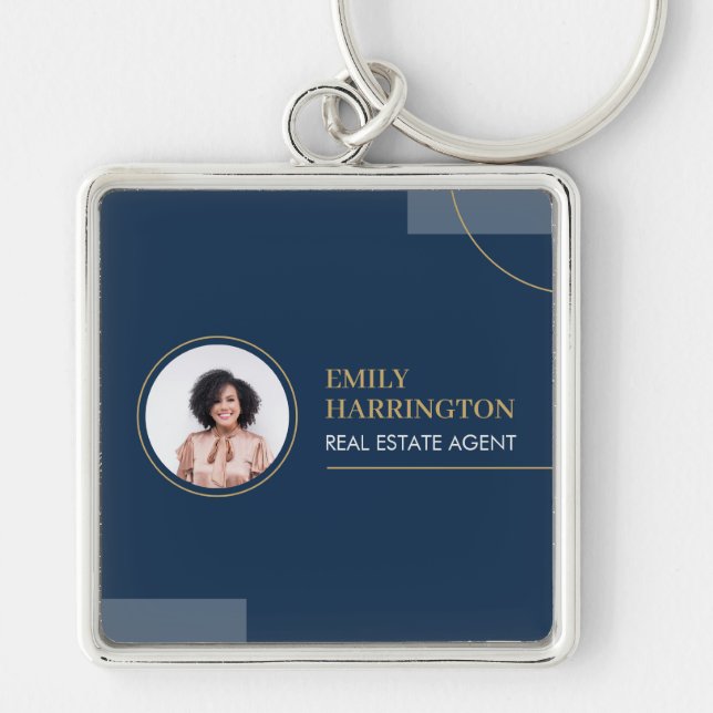 Fine Lines Real Estate Agent Navy Key Ring (Front)