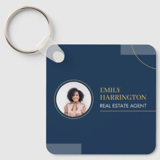 Fine Lines Real Estate Agent Navy Key Ring