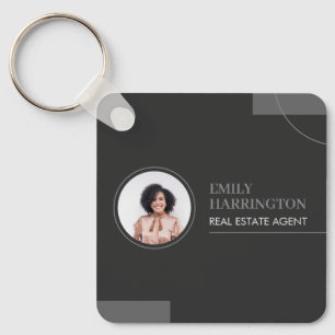 Fine Lines Real Estate Agent Neutral Key Ring