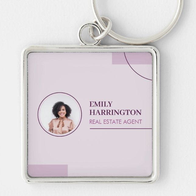 Fine Lines Real Estate Agent Pink Key Ring (Front)