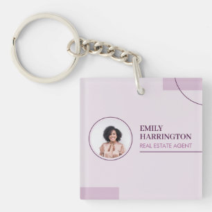Fine Lines Real Estate Agent Pink Key Ring