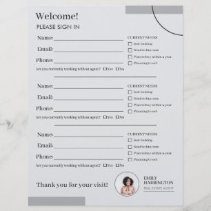 Fine Lines Sign In Sheet Real Estate Agent Neutral