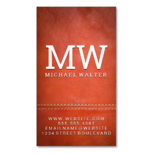 Fine Luxury Leather   Double Stitched Magnetic Business Card