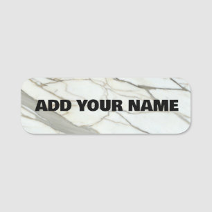 Fine marble, white grey granite stone texture name tag