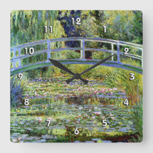 Fine Monet Japanese Bridge & Water-Lily Pond Square Wall Clock