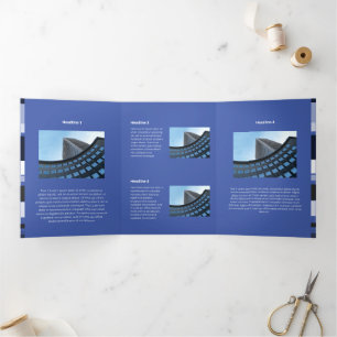 Fine Monochromatic Coorporate Flat Lateral Stripes Tri-Fold Card