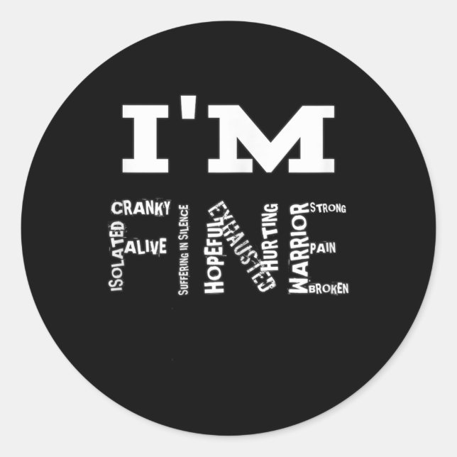 Fine Neuropathy Pain Fibromyalgia Awareness  Classic Round Sticker (Front)