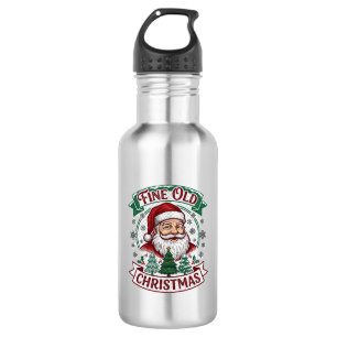 Fine Old Christmas Santa Claus Trees Snowflakes 532 Ml Water Bottle