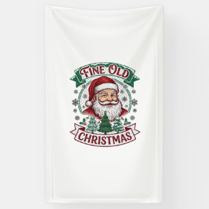 Fine Old Christmas Santa Claus Trees Snowflakes Banner