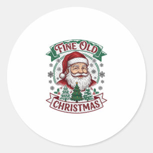 Fine Old Christmas Santa Claus Trees Snowflakes Classic Round Sticker