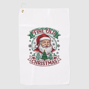 Fine Old Christmas Santa Claus Trees Snowflakes Golf Towel