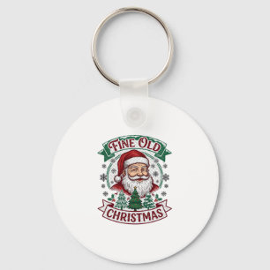 Fine Old Christmas Santa Claus Trees Snowflakes Key Ring