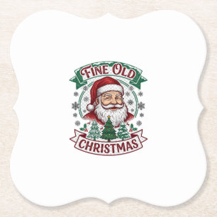 Fine Old Christmas Santa Claus Trees Snowflakes Paper Coaster