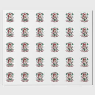 Fine Old Christmas Santa Claus Trees Snowflakes Wrapping Paper