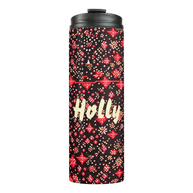fine pattern red-black thermal tumbler (Front)