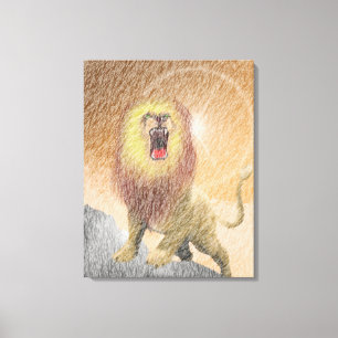 Fine Pencil Orange Lion Canvas Print