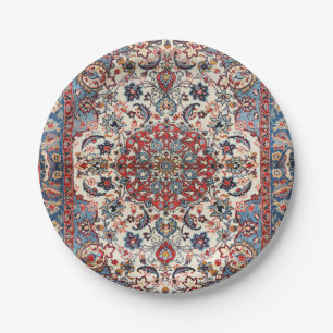 Fine Persian Baby Blue Red Tan  Paper Plate