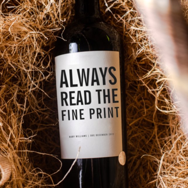 Fine Print | Personalised Pregnancy Announcement Wine Label (Creator Uploaded)