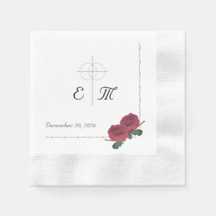 Fine Roses Catholic Wedding Napkin