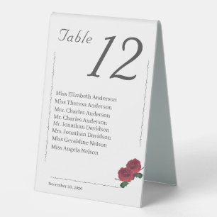 Fine Roses Catholic Wedding Table Number