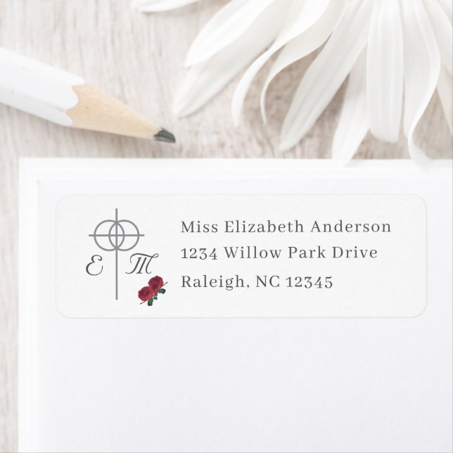 Fine Roses Wedding return address (Insitu)
