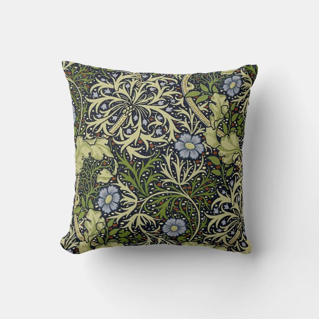 Fine Seaweed Vintage William Morris Wallpaper Cushion (Front)