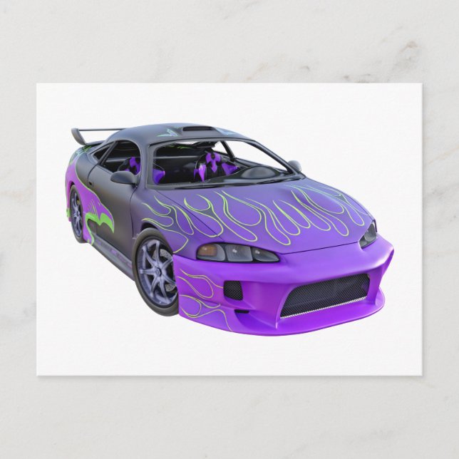Fine Tuned Purple Racing Car Postcard (Front)