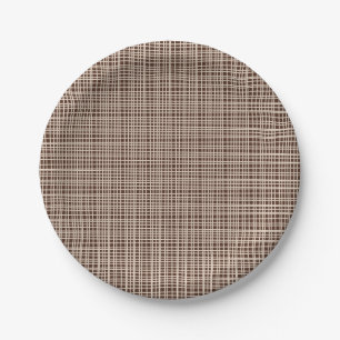 Fine Weave Retro Minimalist Brown Pattern Paper Plate