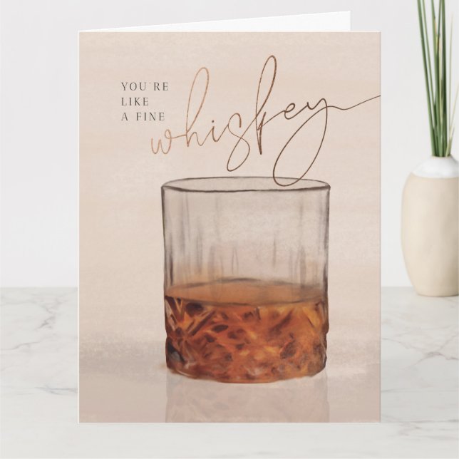 Fine Whiskey Birthday Folded Greeting Card (Front)