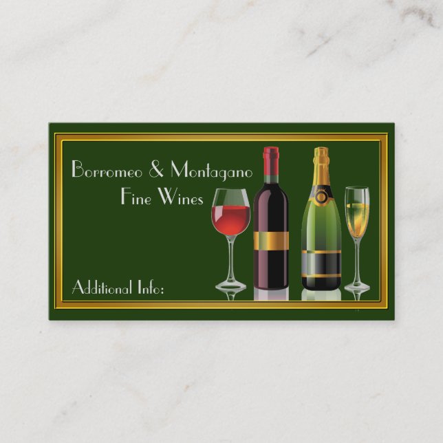 Fine Wine Green Business Card (Front)