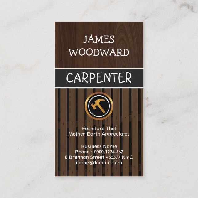 Fine Wood Grain Finished Lumber Carpentry Business Card (Front)