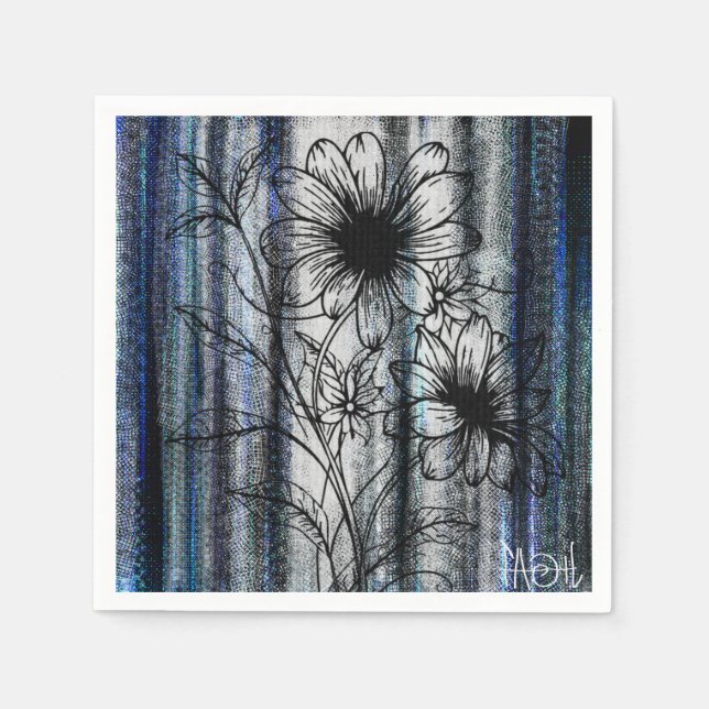 Fineline Flower Art Napkin (Front)