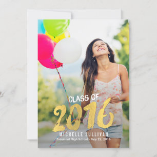 Finely Painted Graduation Announcement Invite Gold
