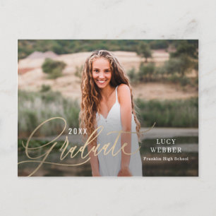 Finely Penned Graduation Announcement Postcard