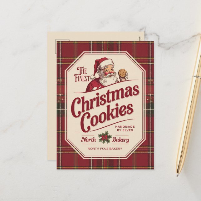 Finest Christmas cookies add message Holiday Postcard (Front/Back In Situ)