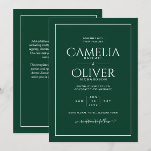Finest Emerald Green MONOCHROME Wedding Invitation