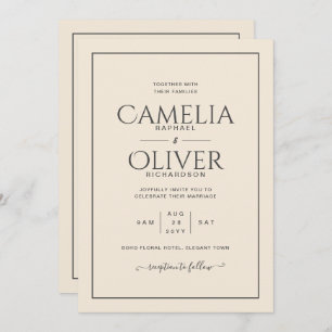 Finest Light Beige Cream MONOCHROME Wedding Invitation