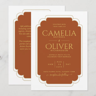 Finest Terracotta Gold MONOCHROME Wedding Invitati Invitation