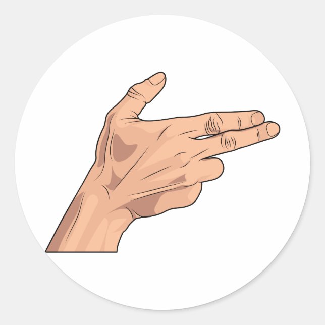 Finger Gun Pistol Shooting Hand Sign Gesture Classic Round Sticker (Front)