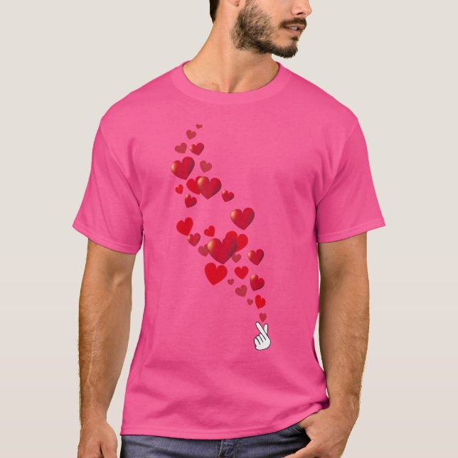 Finger Heart  Love Korean K-Pop T-Shirt (Front)