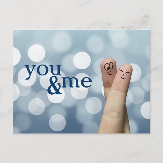 Finger Hug with Blue Lights Postcard (Front)