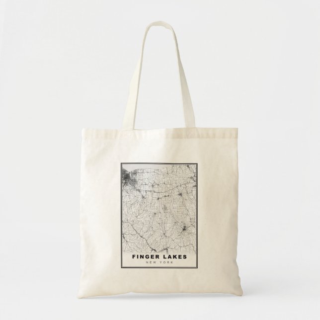 Finger Lakes Map Tote Bag (Front)